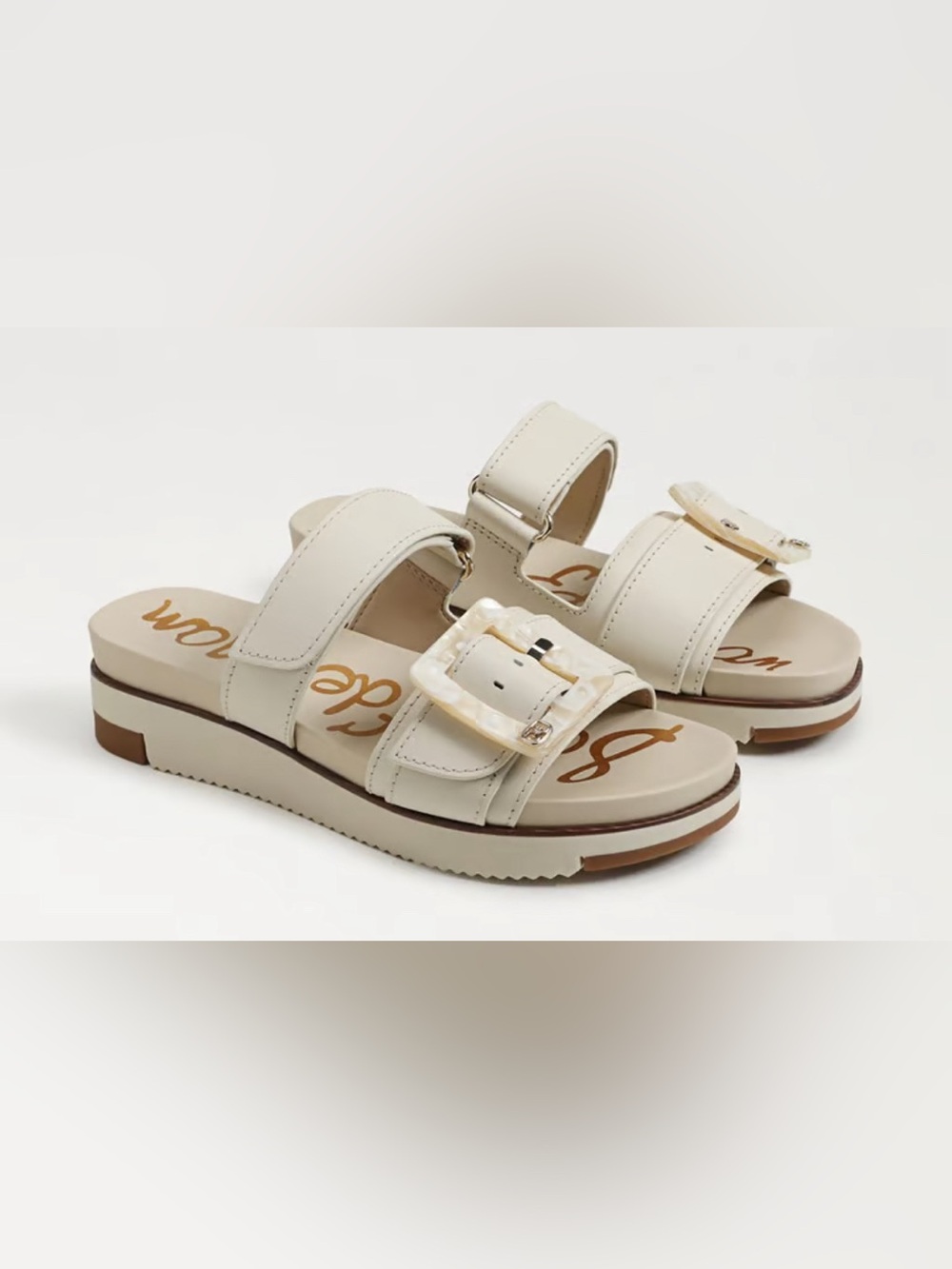 Sam Edelman Adrianna Ivory Double Strap Slide Sandals Size 7 Summer Resort - Picture 3 of 16